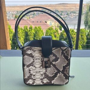 Vittoria Napoli Italy JADE Snake Leather Satchel Shoulder Bag Black/Python Nwot